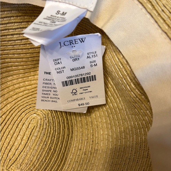 J. Crew Packable Sun Hat with Black Band S/M NWT - Picture 3 of 7